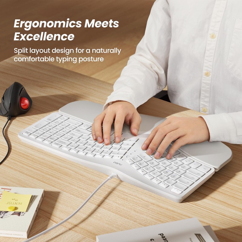 Nulea RT05C Wired Ergonomic Keyboard, Split Keyboard with Cushioned Wrist