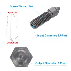 sourcing map 3D Nozzles Kit, 2pcs 3D Printer K1 Hardened Steel Nozzles 0.2mm, 5pcs Nozzle Cleaning Needles, with a Socket Wrench and a Tweezer, for 1.75mm Ender3 Series