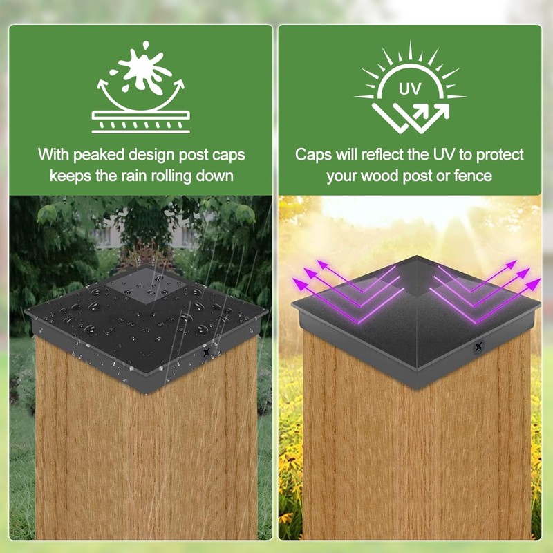 4x4 (3.5inx3.5in) Fence Post Caps, 6 Pack Deck Post Caps