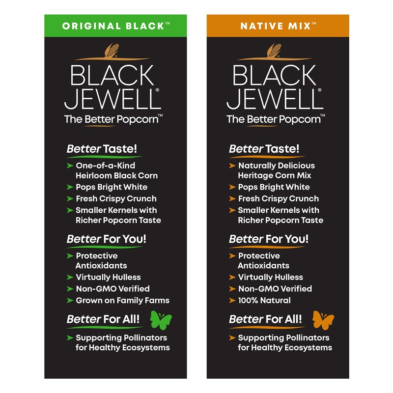 Black Jewell Gourmet Popcorn Kernel Variety Pack with Original Black