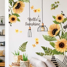 Sunflower Wall Stickers 3D Yellow Flower Wall Decals, Peel and Stick Removable Wall Art Decor, DIY Mural Wall Art Decor for Kids Room Nursery Classroom Living Room Bedroom Home Decoration