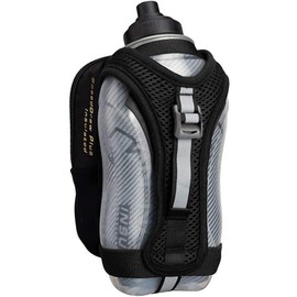 Nathan SpeedDraw Plus Insulated Flask, Handheld Running Water Bottle. Grip Free for Runners, Hiking etc. (Black / Metallic Gold)