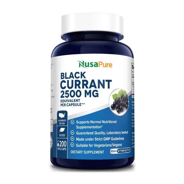 NusaPure Black Currant 2500 Mg Equivalent per Caps 200 Veggie Capsules (Powder, Extract 10:1, Vegan, Non-GMO, Gluten-Free)