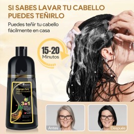 2 Pzs Shampoo Con Tinte Cubre Canas Extracto Plantas                                                                                                  