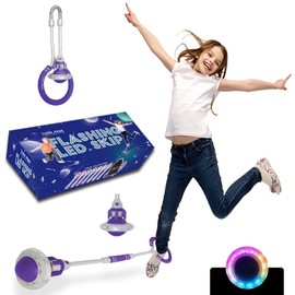 Todos Aman Rocket Flashing LED Ankle Skip Ball 1 or 2 PK Fun Family Jumping Exercise Fitness Coordination Balance Extra Energy Burning Great Cool Toy Gift for Ages 5 6 7 8 9 10+ Kids & Adults (Purple)