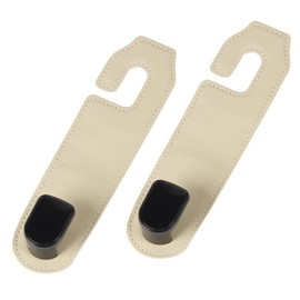 Gluebar 2 Pack Headrest Hooks for Purses and Bags, Car Back Seat Headrest Hanger Vehicle Leather Storage Hook(Beige)