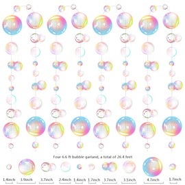 Transparent Bubble Garlands Mermaid Party Decoration Colored Flat Cutouts Hanging Streamer for Birthday Baptism Wedding Ocean Wall Decal Baby Shower Under Sea Festal Kid Room Photo Props (Color)