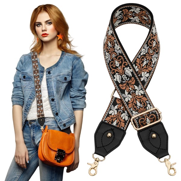 Bag Straps for Crossbody Handbags with Golden Hooks Adjustable Replacement