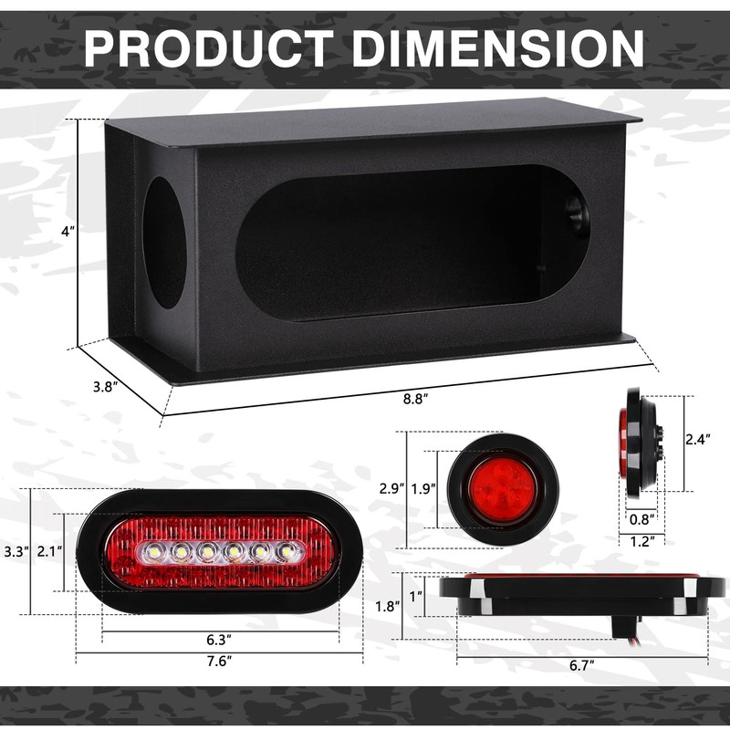 RONSTA 2 Pcs Trailer Light Steel Boxes Housing Kit with