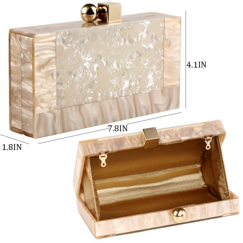Menurra Women Acrylic Evening Clutch bag Glitter Marble Purse Handbag