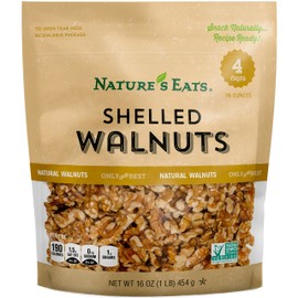 Nature’s Eats Shelled Walnuts 16 oz - 100% Natural Raw Walnut Halves & Pieces - Unsalted Healthy Snack - Fresh, Crunchy, Kosher Certified, Non-GMO, Keto-Friendly Baking & Cooking Nuts