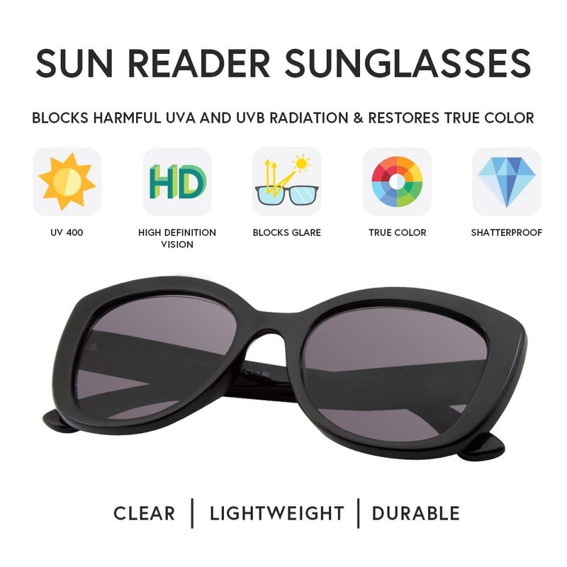 VITENZI Gafas de sol de gran tamaño para lectores de