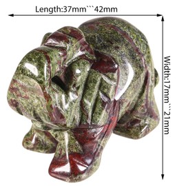 mookaitedecor Dragon Bloodstone Elephant Figurine Crystal Hand Sculpture Reiki Bag Stone Figurine Lucky Charm Home Decoration 1.5 Inch