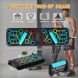 Portable Push Up Board For Men & Women, 17 in1 Multi-function and Foldable Home Workout, Training for Upper Body - Chest, Back, Triceps and Shoulders