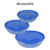 Pack of 3 Round Food Storage Containers Transparent Plastic with