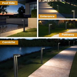 NothingButLEDs Solar Garden Bollard Light - 100 Lumen LED Path Walkway Landscape Outdoor