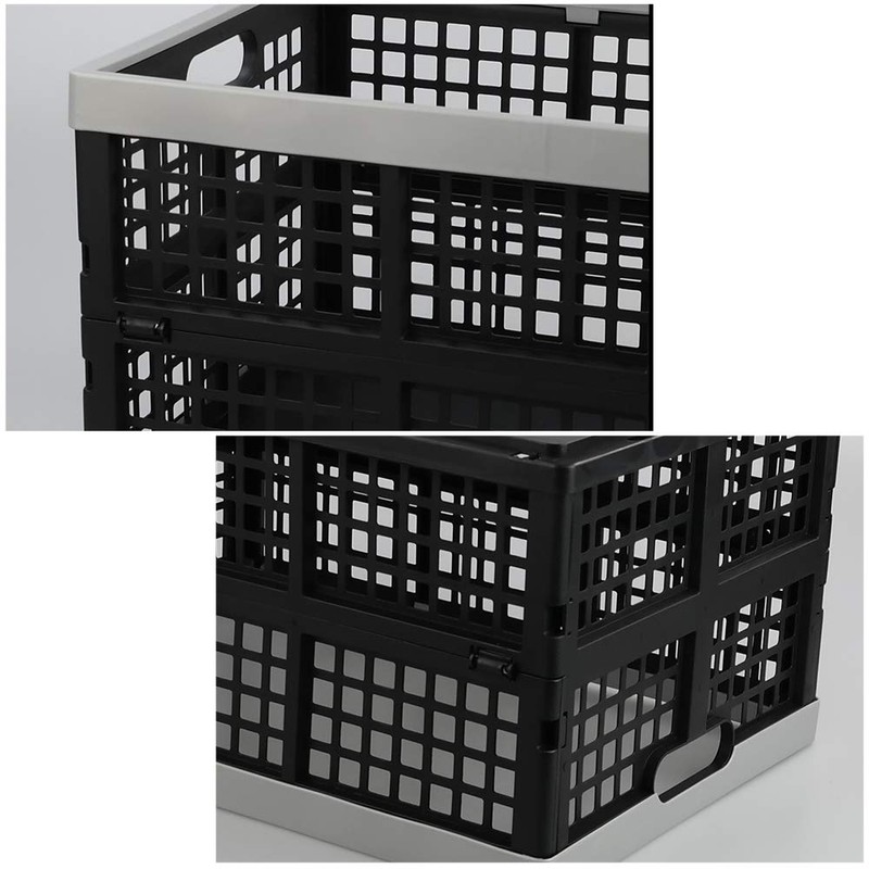 Asking 4-Pack 42 L Stackable Collapsible Crate, Plastic Folding Storage