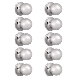 Probrico(10 Pack Round Satin Nickel Single Dummy Door Knobs, Individual Non-Turning Dummy Door Knob Single Side, Interior Door Knobs, Easy Installation
