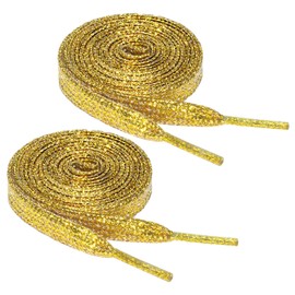 flintronic Glitter Shoelaces, Rhinestone Glitter Flat Shoelaces, Bling Bling Shoelaces for DIY Trainers, Canvas Shoes, Rope Laces, Trainers, #2 Gold + Gold