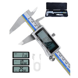 Digital Caliper with USB-C Charging, 6" Stainless Steel Digital Caliper Measuring Tool, 4-in-1 Calipers with Large LCD Screen, Micrometer with MM/in/F Conversion for DIY/Household/3D-printing
