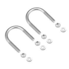 TERF® M6 X 34mm X 68mm Round U Bolts Steel U Bolt RodThread M6 (6mm) Inner Width 34mm and Length 68mm Round U Clamp Bolt with Nut and Flat Washer - Pack of 4