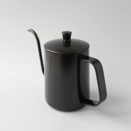 FUN COFFEE COFFEE Drip Pot, 20.3 fl oz (600 ml), Open Fire, Fine Mouth Coffee Kettle, Coffee Pot, Drip Kettle, Narrow Mouth with Lid, Stainless Steel, Outdoor Camping Kettle, Black (co-0012-2)