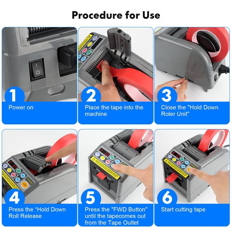 Ribbon Cutting Machine, Semi-Automatic Tape Dispenser, 6-60mm Width, 5-999mm Length,