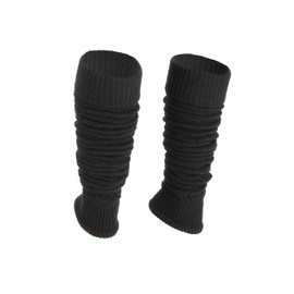 Ateena Women's Wool and Acrylic Leg Warmers, Winter Leg Warmers Women Herringbone Pattern Women's Gaiters for Dance, Ballet, Chunky Boot Cuffs in One Size, black A