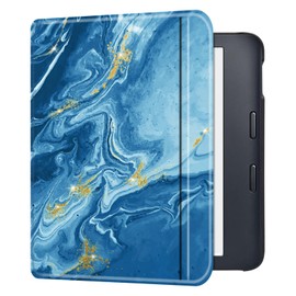 BOZHUORUI Slim Case for 7" Kobo Libra Colour e-Reader (Model N428) - Lightweight and Hard Back Shell, PU Leather Folio Protective Cover with Auto Sleep/Wake (Blue Ocean)