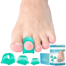 Byehambuni Hammer Toe Straightener - 6PCS Hammer Toe Corrector for Curled, Crooked, Bent, Claw Toes - Toe Cushion - Lift Toe Tip - Green, S/M/L