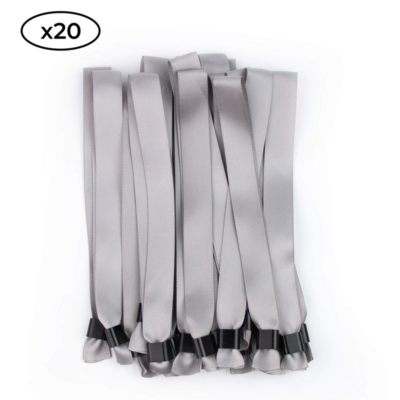 Extiff Custom Satin Ribbon Bracelet Set with Plastic Clasps (Silver