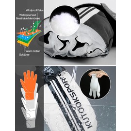 KUTOOK Mittens Ski Gloves Men's Mittens Extra Warm Waterproof Breathable Women's Winter Gloves Mittens with Removable Wrist Guards Snowboarding Skiing Winter Sports White XL