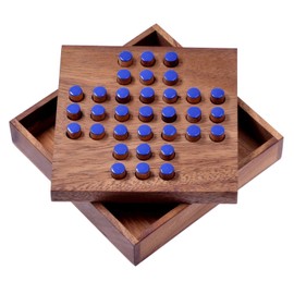 Solitaire Ring Size L – Solitaire Game – Intelligence Toy Puzzle Game – Wooden Puzzle – Blue Connector