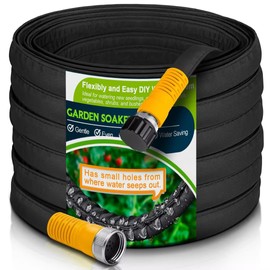 LAVEVE Flat Garden Soaker Hose 100 FT, Flexible Water Hose Irrigation Tubing, Leakproof Drip Hose Watering for Garden, Lawn, Flower Bed, Vegetable Field (50 FT x 2Pack) | LAVEVE
