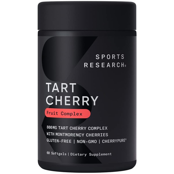 Sports Research Tart Cherry Concentrate - Made from Montmorency Tart Cherries - Non-GMO & Gluten Free (60 Liquid Softgels)