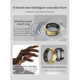 Smart Ring - Bluetooth Fitness Tracker Ring for Women Men Health Ring w/Heart Rate Blood Oxygen Sleep Monitor Photo Taking Short Video Browsing Ring, Black #11