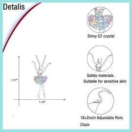 Luckimoli Dance Necklace for Girls Womens Crystal Pendant Necklaces Gifts Jewelry Gifts for Girls Daughter Granddaughter Niece Birthday Gift for Dance Lovers