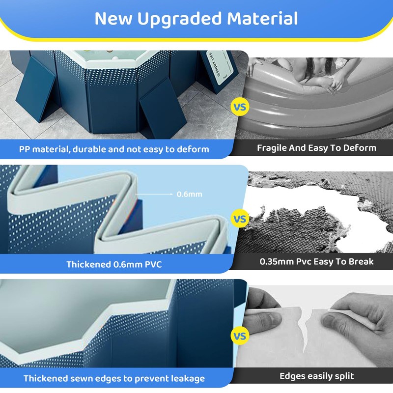 GENDLTHIJ Foldable Swimming Pool, Hard Plastic Shell Rectangular Foldable Pools