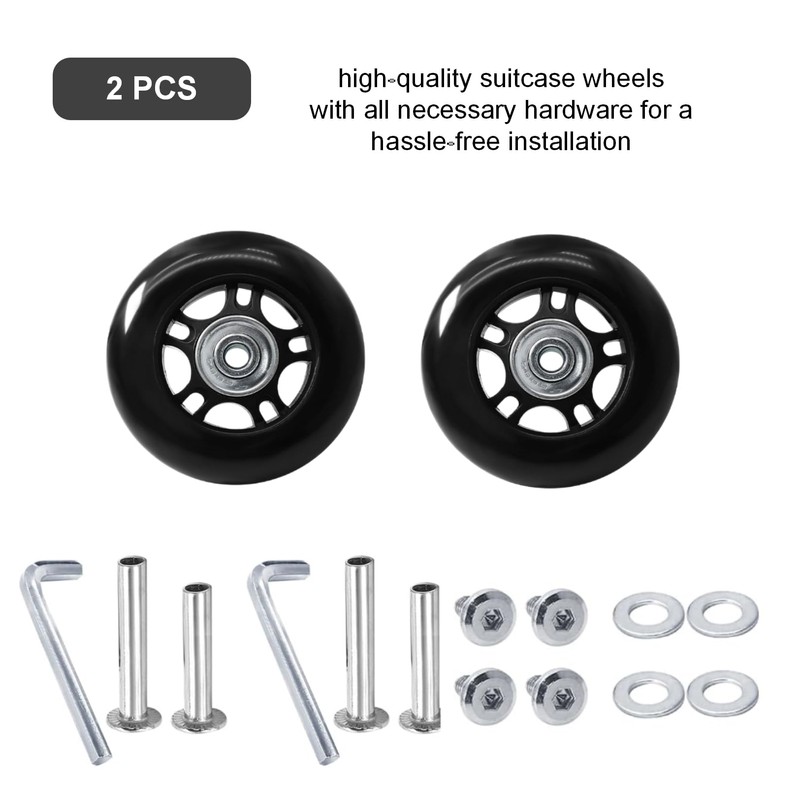 Joyangy 75 x 24mm Luggage Wheels Replacement, 2Pcs Rubber Suitcase