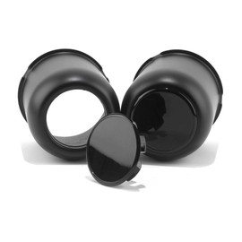 HowioZil 2-Pack Trailer Push Through Center Caps and Trailer Wheel Lug Sets - 3.19in Wheel Center Caps Matte Black Wheel Cover Stainless Steel Hub Cap with 12 Black Capped 1/2-20 Lug Nuts for Truck RV