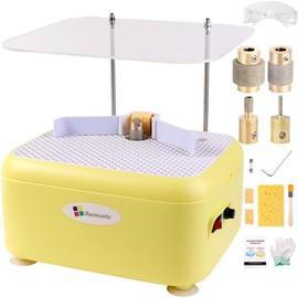 Buenoarte Portable Stained Glass Grinder Machine, Glass & Ceramic Grinding Tool Kit For DIY Craft，Mini Glass Grinder Machine (Yellow)