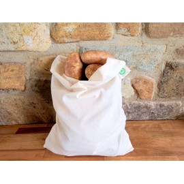 Potato Storage Bags for Pantry - Organic Cotton Potato Sacks - Washable Potato Keeper & Potato Holder with Drawstring - Root Vegetable Storage Sacks for Onion, Potato, Garlic (3 X Large - 14"x18")