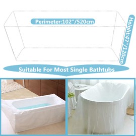 12PCS Disposable Bathtub Cover Liner, ANTFEES Large Bathtub Lining Plastic Bag Cover for Salon, Household and Hotel Bath Tubs (102" x47")