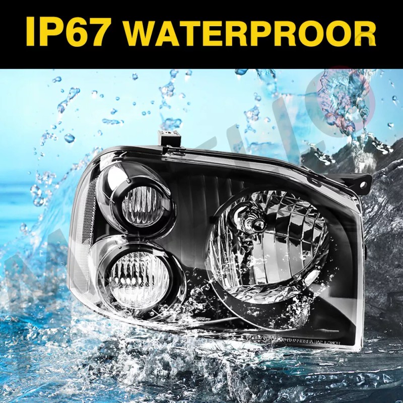 Mayello-autoem Pair Black Headlights For 01-04 Nissan Frontier XE/SE Left&Right
