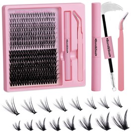 320PCS Eyelashes Individual Kit - 2 Styles Cluster Lashes Kit (20P+50P) - 9-16mm False Eyelashes with Bond and Seal - DIY Eye Lash Clusters 40d for Creating Natural Curly Lashe, Easy for Beginners