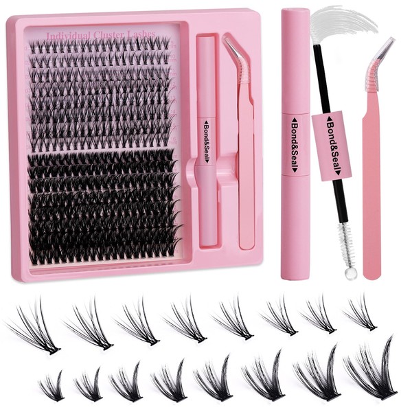 320PCS Eyelashes Individual Kit - 2 Styles Cluster Lashes Kit