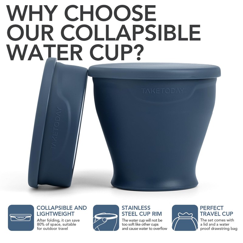 TakeToday Collapsible Travel Cup - Silicone Foldable Water Cup, BPA-Free