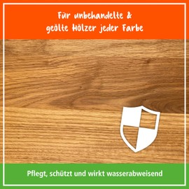POLIBOY Möbel Öl - Holzpflegemittel für unbehandelte und geölte Holzmöbel - Farbloses Holzöl zur Auffrischung und Pflege - 1x 200 ml - inkl. Baumwolltuch zur Anwendung - Made in Germany