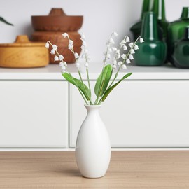Grekywin Artificial Lily of The Valley Flowers, 12 Pieces, Fake White Bell-Shaped Blooms, 13.8 inches, for Home Garden Decor