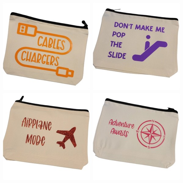 Unbranded Personalized Flight Attendant Canvas Zipper Bag Pouch Makeup Cosmetic
